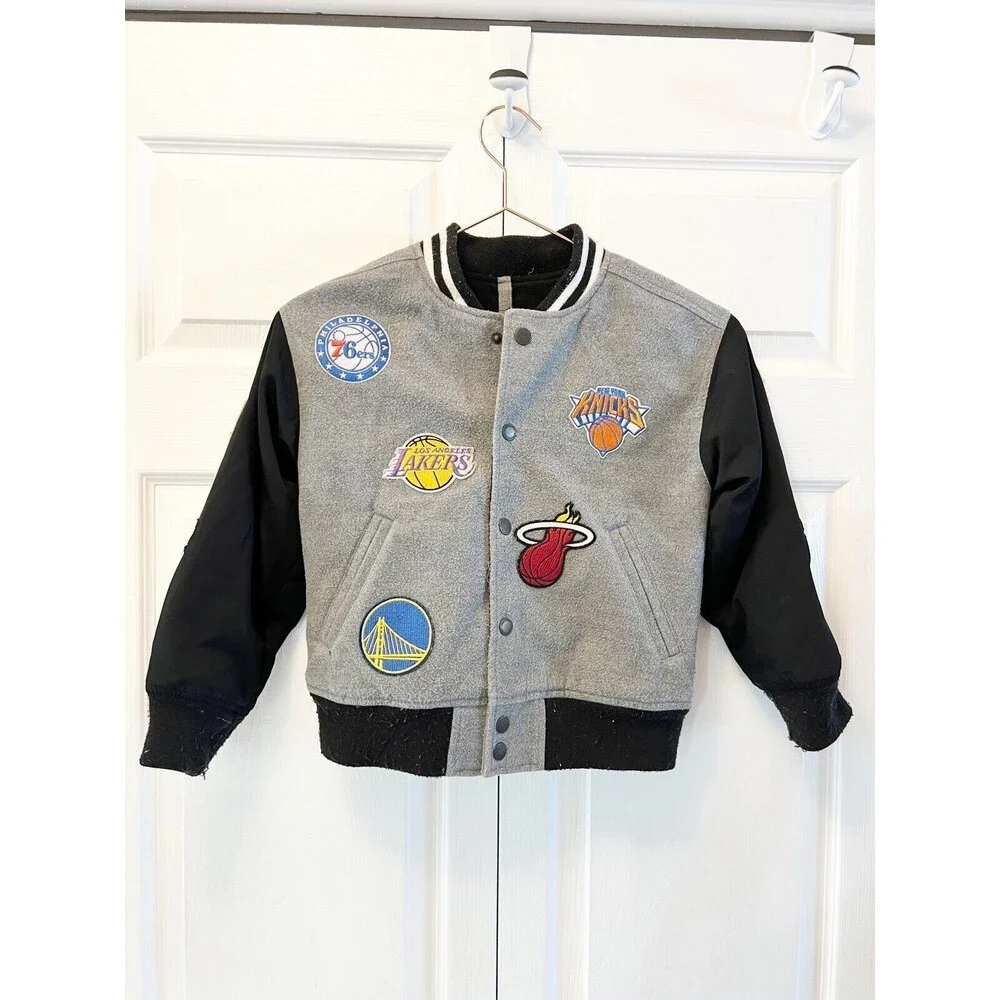 Abercrombie &‎ Fitch Kids Jacket NBA Logo Patches Letterman Size 5/6
